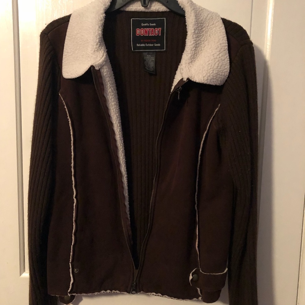 Contact Brown and Faux Lambskin ZIP-Up